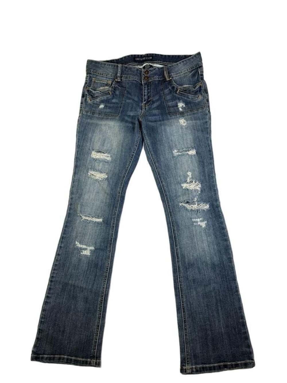 Amethyst Jeans Distressed Bootcut Jeans Women's Size 11 Regular Blue Cargo Pocke